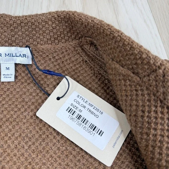 NWT Peter Millar Mens Turbinado Brown Anderson Cardigan Sweater Size Medium - Picture 4 of 9